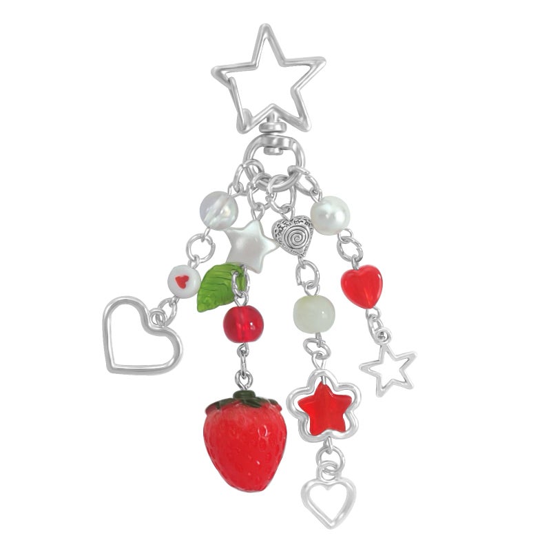 cioatu Cute Keychain Aesthetic Y2K Keychain Accessories Cute Heart Butterfly Strawberry Bear Key Chain for Keys Bags Women Gifts (1PCS Strawberry) - Image 1